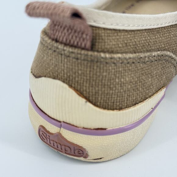 Simple EcoSneaks Hemp Flats Womens Slip On Sz 6.5 Brown Cream Organic Eco Shoes - Picture 6 of 11